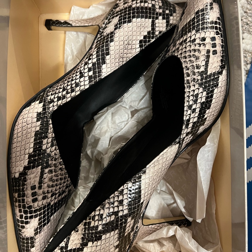 Marc Fisher Black and White Snakeskin Heels